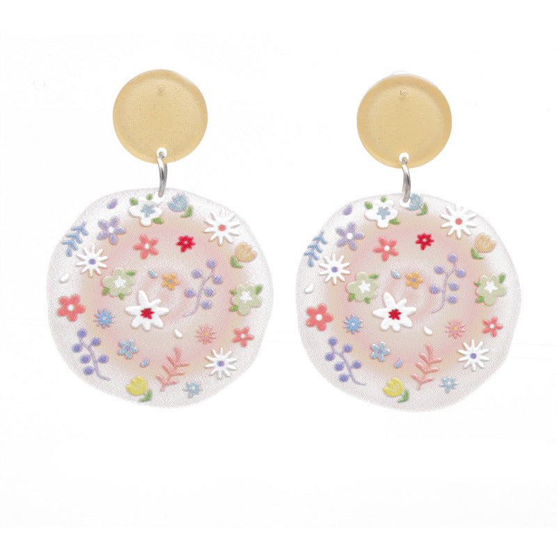 Wholesale Vintage Flowers Silver Plated Acrylic Earrings